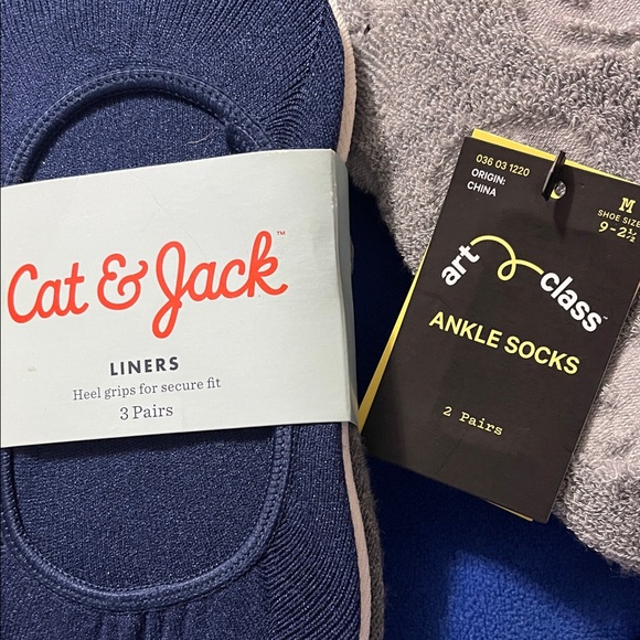 Cat & Jack Pink, Navy, and Gray Ankle Socks - Picture 2 of 6